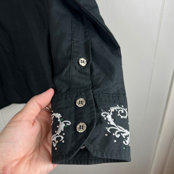 El General Mens Black Button Down Shirt Embroidered Crest Military Long Sleeve M - Picture 6 of 10